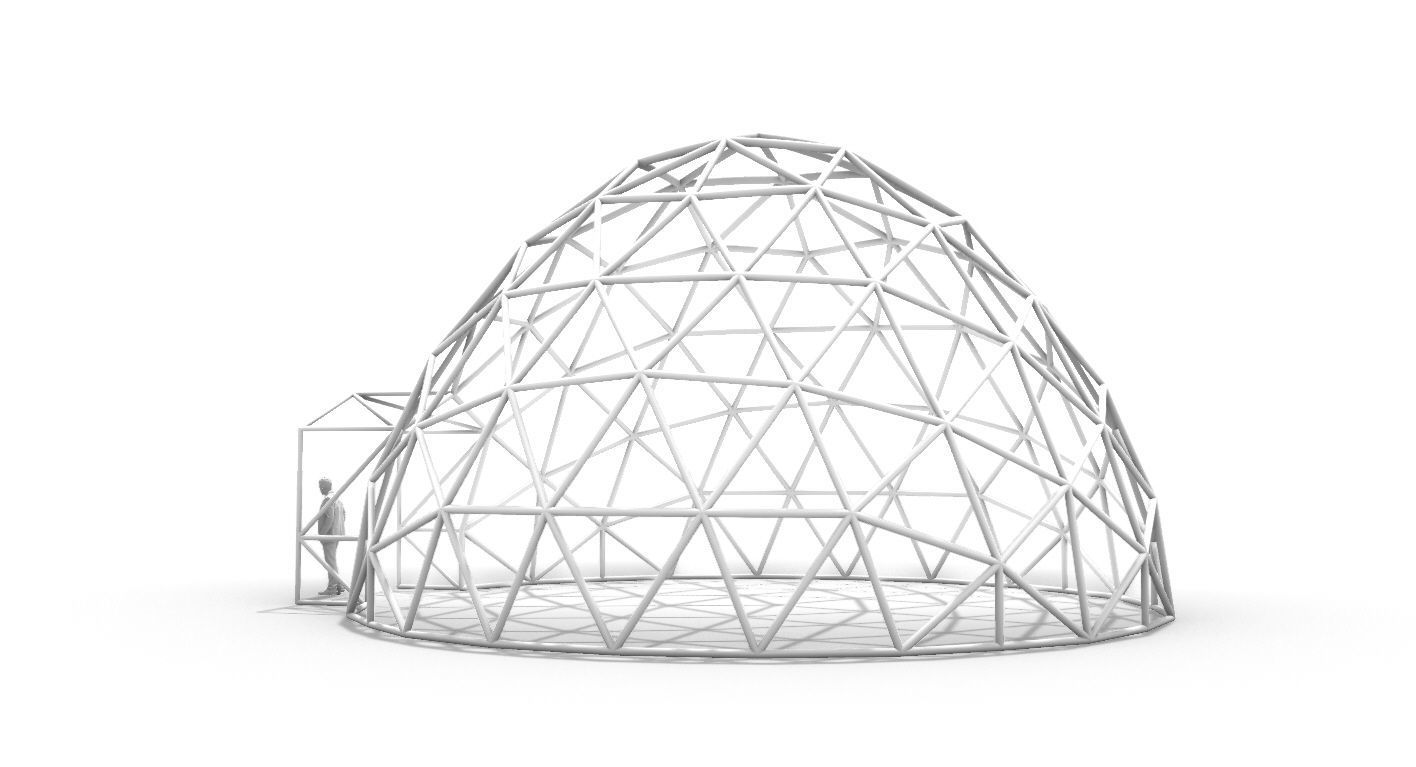 Geodesic Dome with Door Opening V2 3D model_6