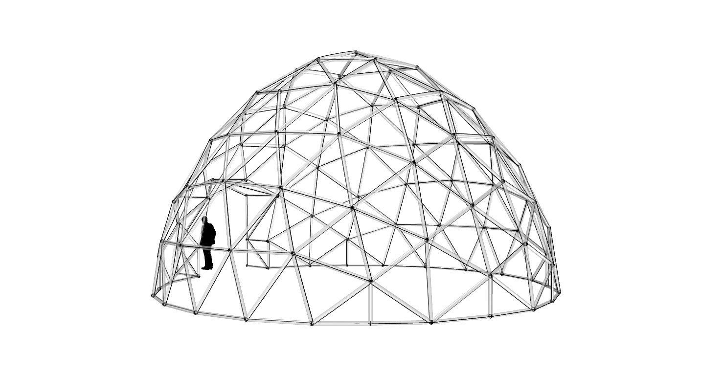 Geodesic Dome with Door Opening V2 3D model_25