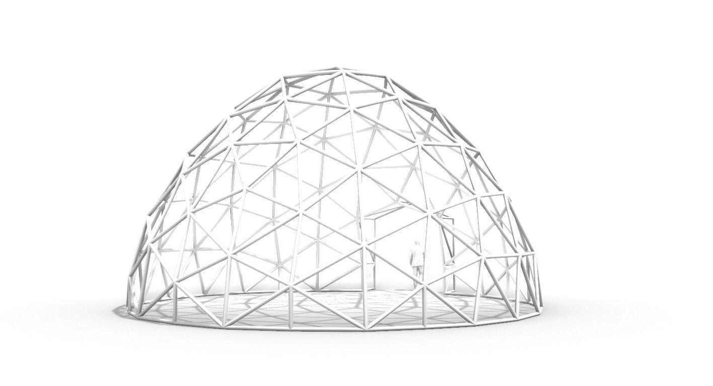 Geodesic Dome with Door Opening V2 3D model_12