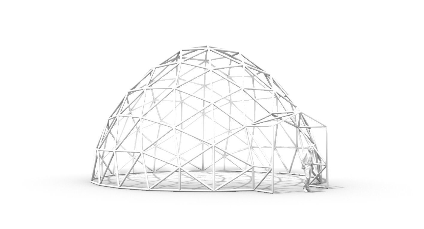 Geodesic Dome with Door Opening V2 3D model_35