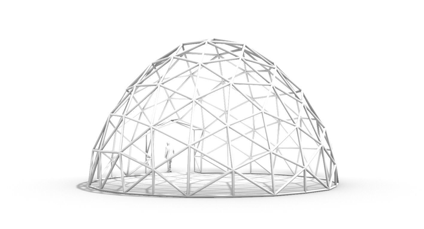Geodesic Dome with Door Opening V2 3D model_9