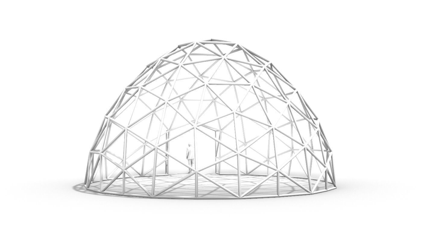 Geodesic Dome with Door Opening V2 3D model_8