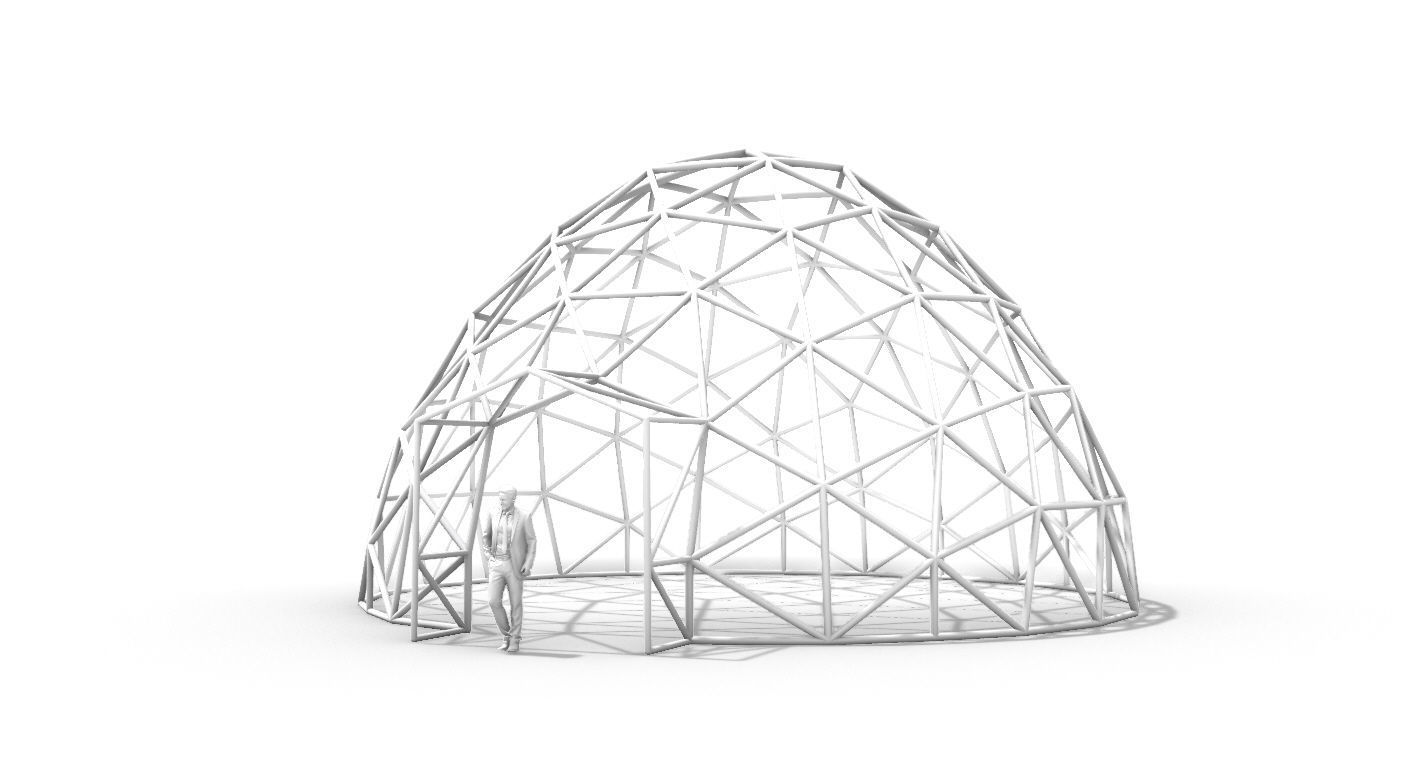 Geodesic Dome with Door Opening V2 3D model_16