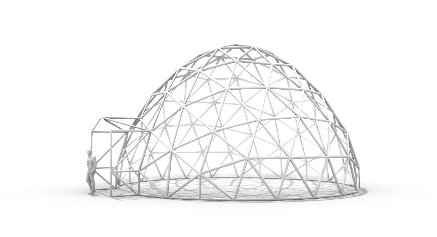 Geodesic Dome with Door Opening V2 3D model_21