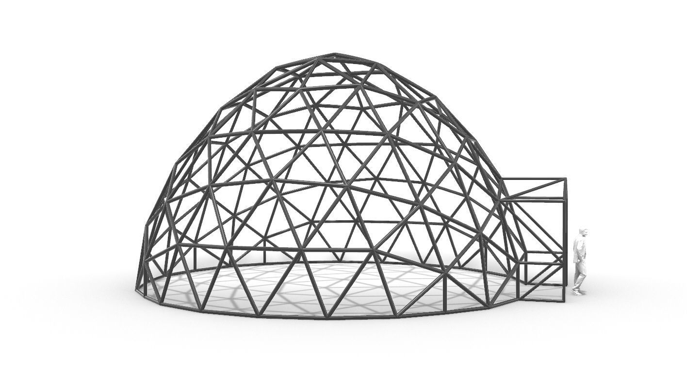 Geodesic Dome with Door Opening V2 3D model_105