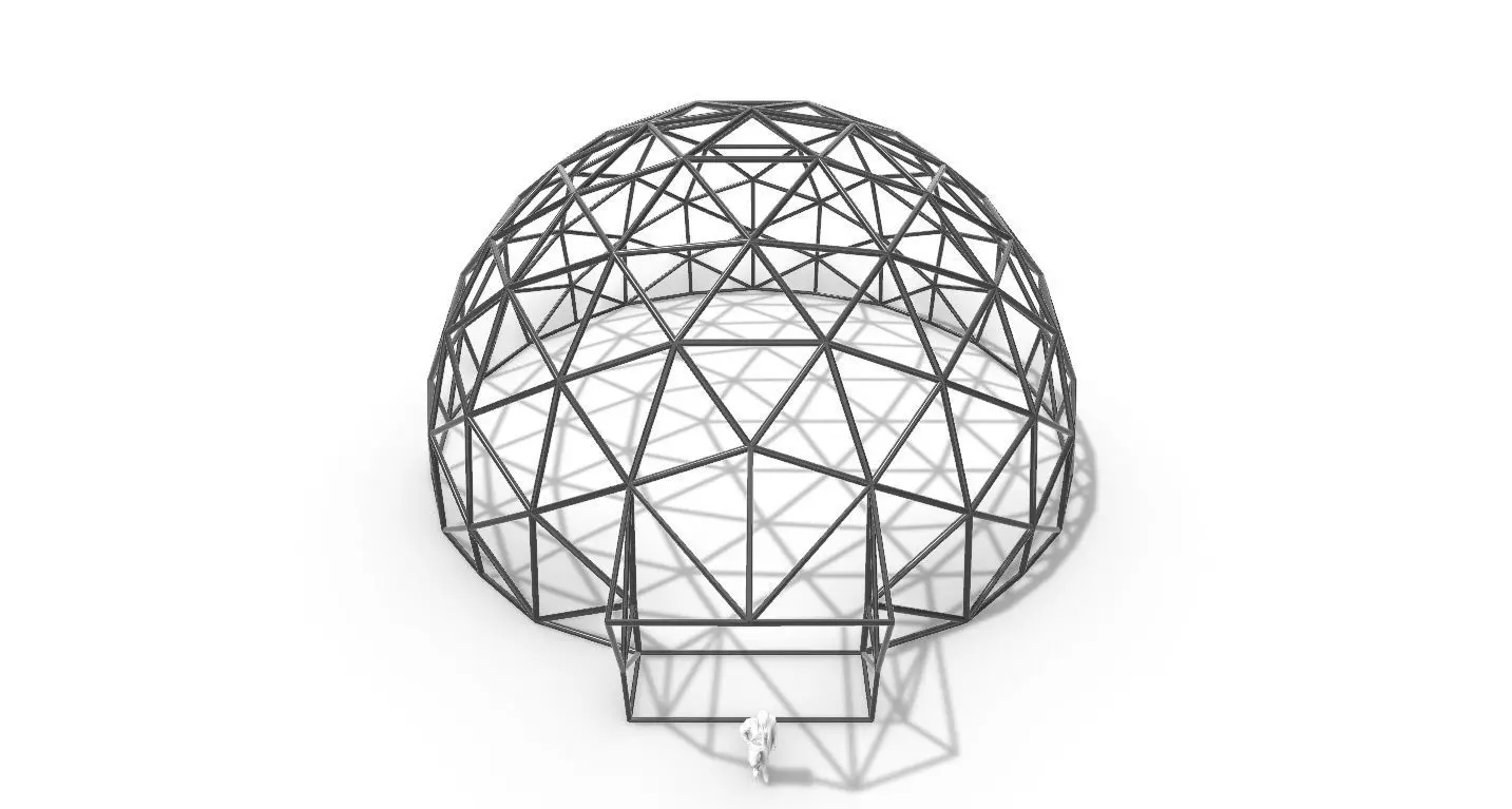 Geodesic Dome with Door Opening V3 3D model