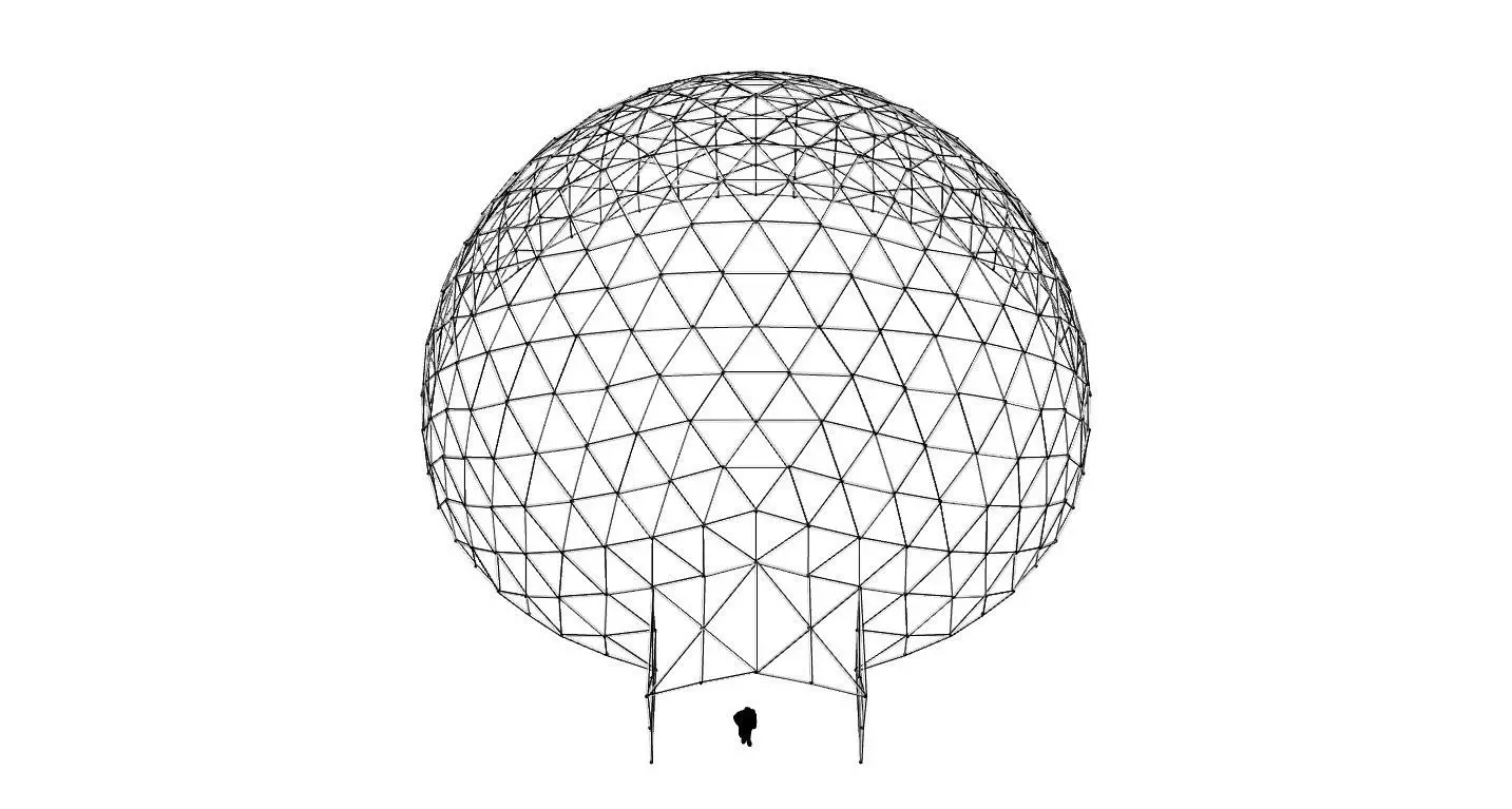 Geodesic Dome with Door Opening V4 3D model