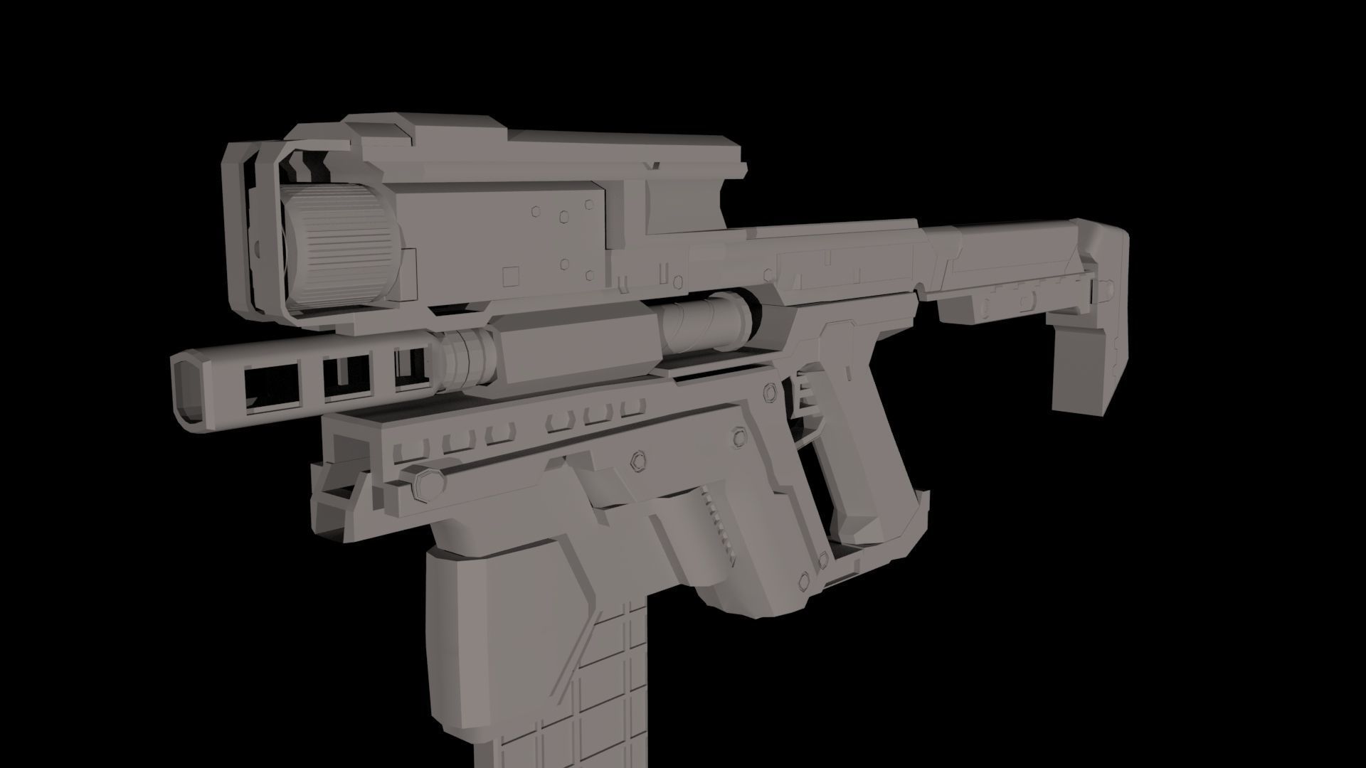 scifigun gun Low-poly 3D model_2