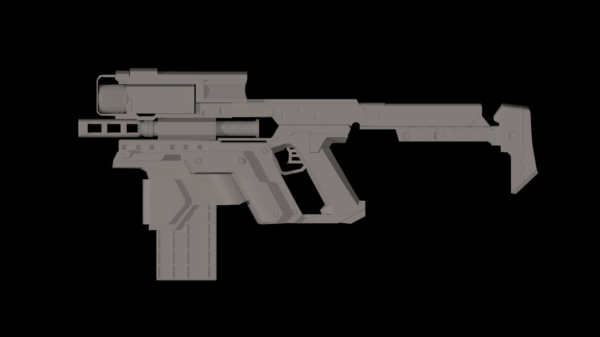 scifigun gun Low-poly 3D model_3