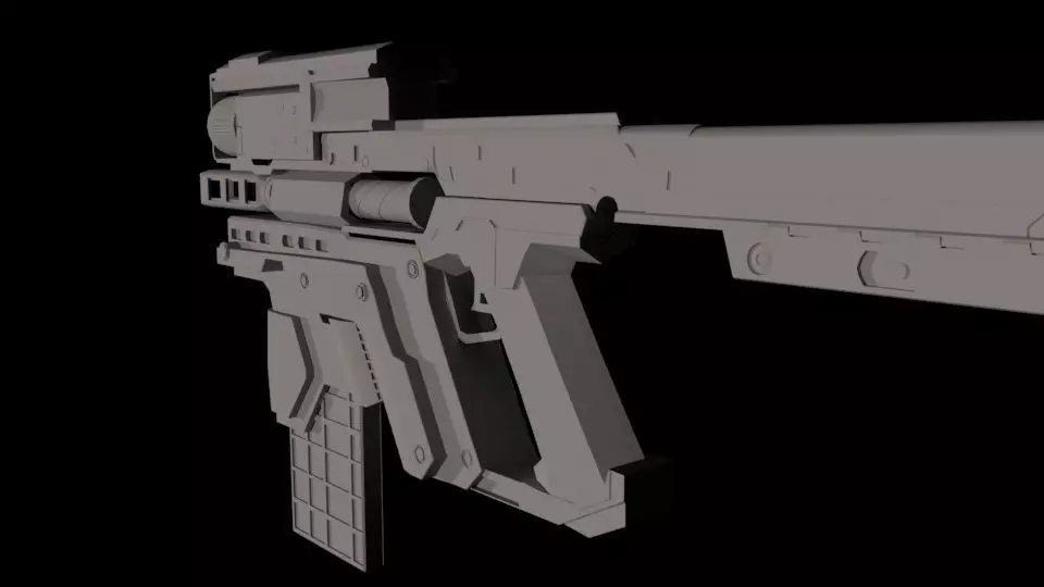 scifigun gun Low-poly 3D model_0