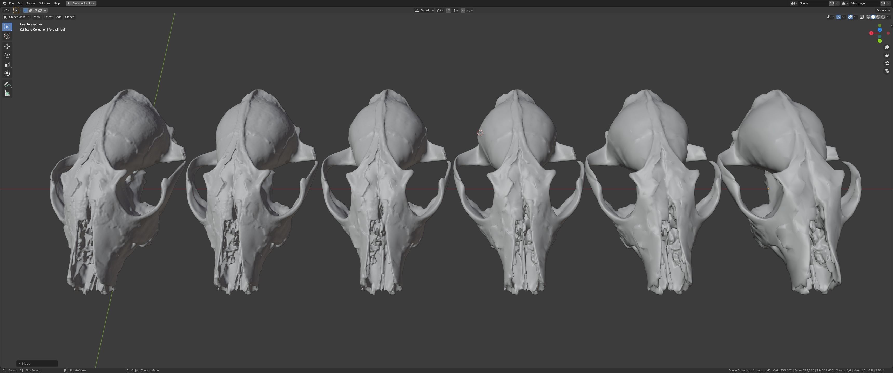 Fox skull Low-poly 3D model_14