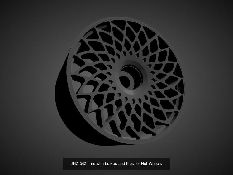 JNC rims with Brakes and tires for Hot Wheels 3D Model Collection_11