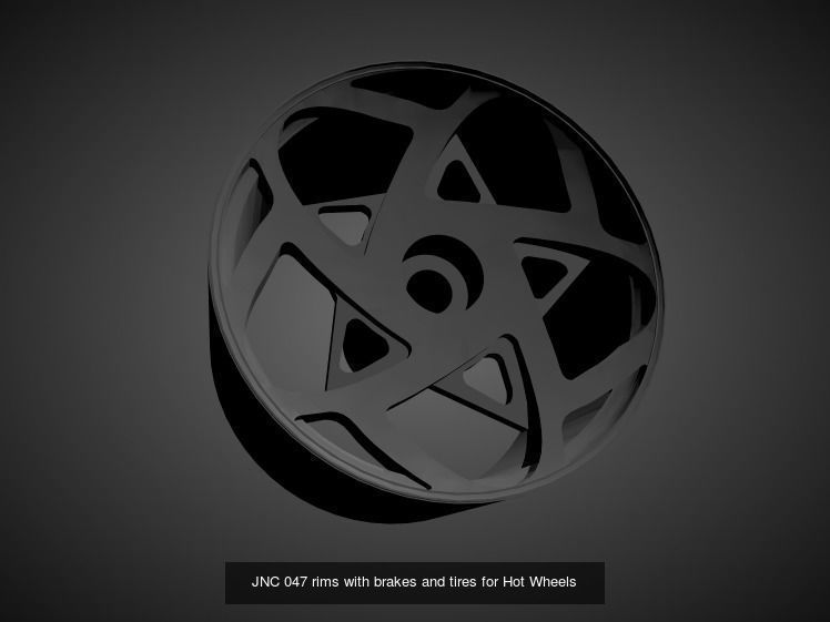 JNC rims with Brakes and tires for Hot Wheels 3D Model Collection_7