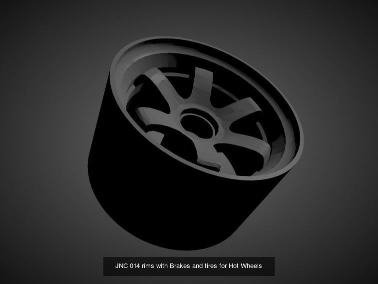 JNC rims with Brakes and tires for Hot Wheels 3D Model Collection_16