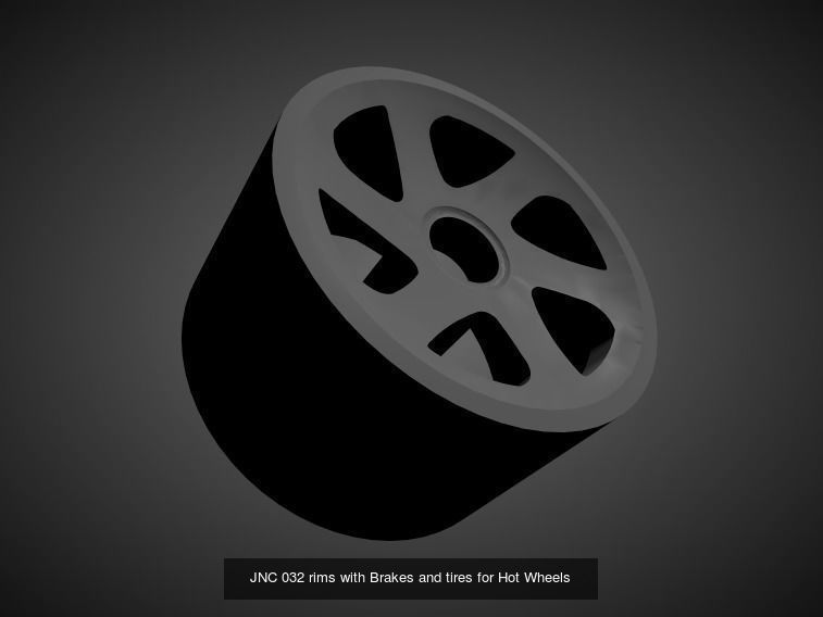 JNC rims with Brakes and tires for Hot Wheels 3D Model Collection_6