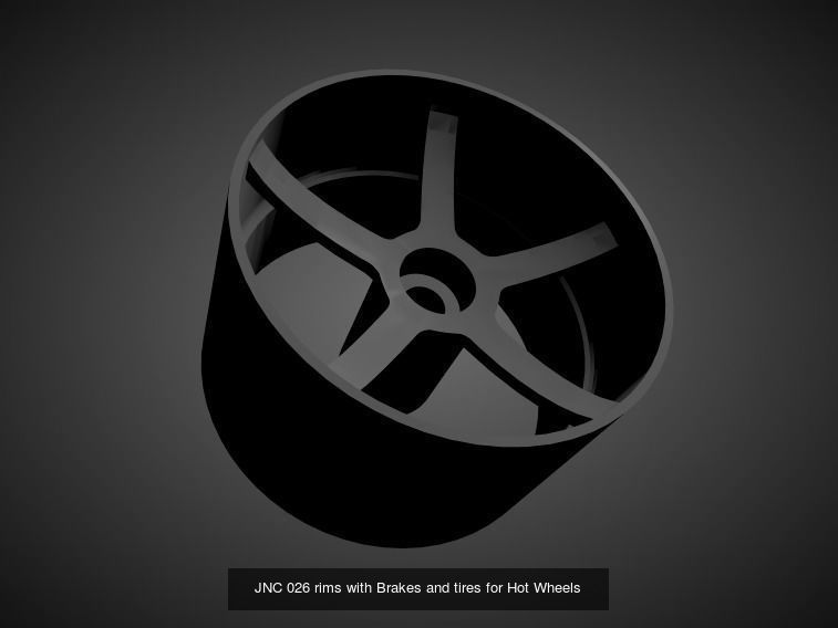 JNC rims with Brakes and tires for Hot Wheels 3D Model Collection_12