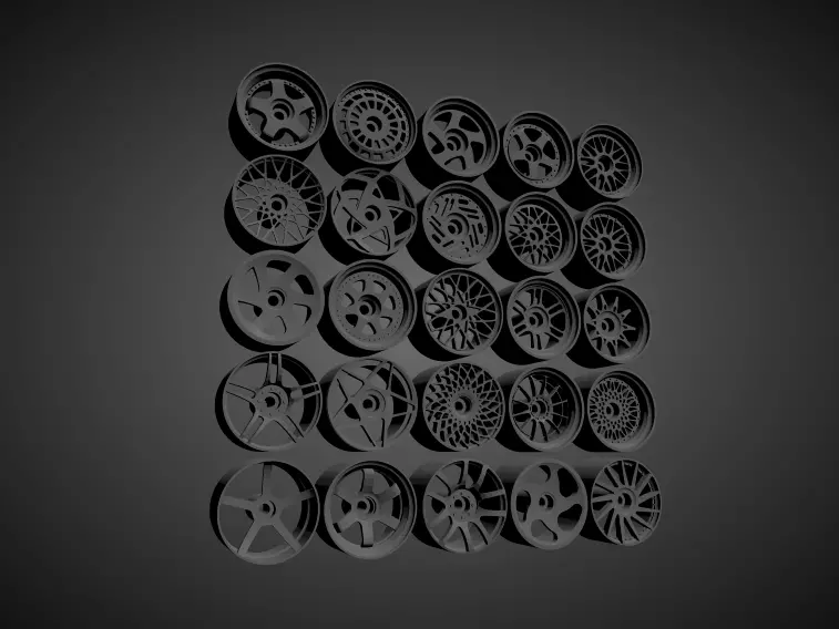 JNC rims with Brakes and tires for Hot Wheels 3D Model Collection_0