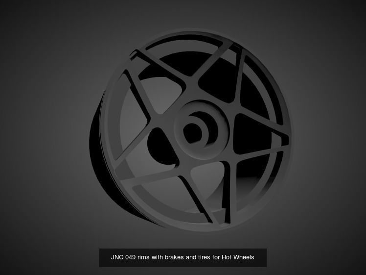 JNC rims with Brakes and tires for Hot Wheels 3D Model Collection_3