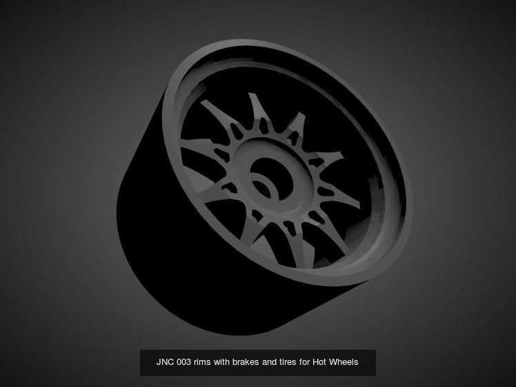 JNC rims with Brakes and tires for Hot Wheels 3D Model Collection_24