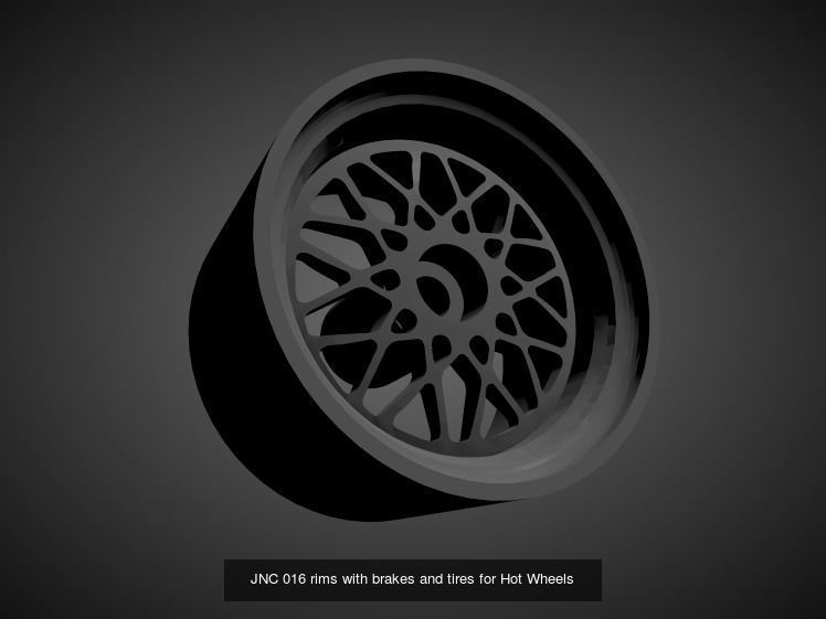 JNC rims with Brakes and tires for Hot Wheels 3D Model Collection_20