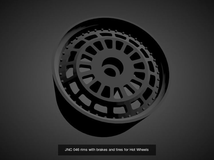 JNC rims with Brakes and tires for Hot Wheels 3D Model Collection_9