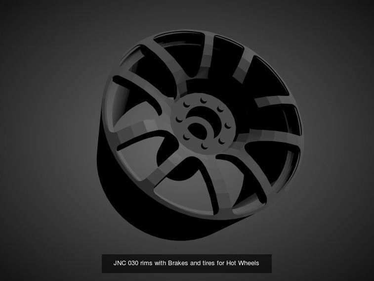 JNC rims with Brakes and tires for Hot Wheels 3D Model Collection_8
