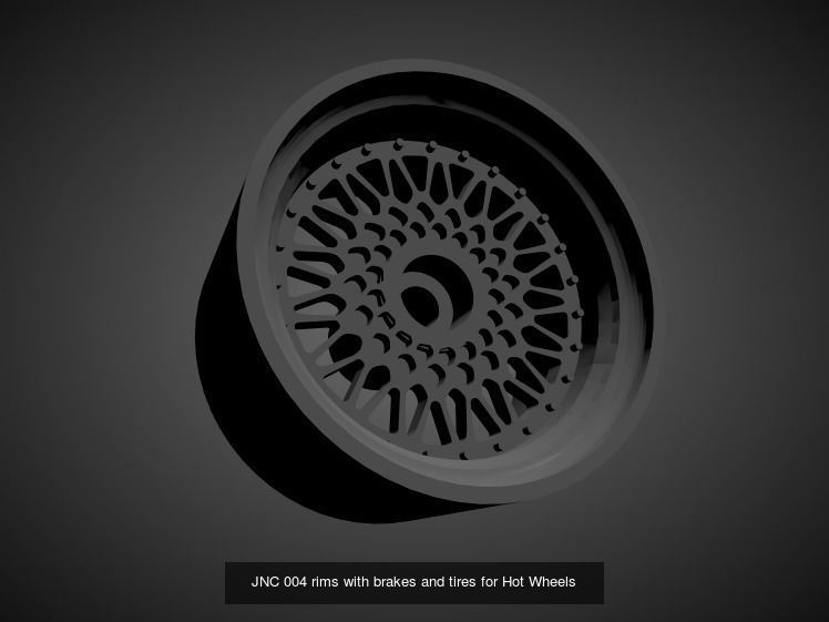JNC rims with Brakes and tires for Hot Wheels 3D Model Collection_23