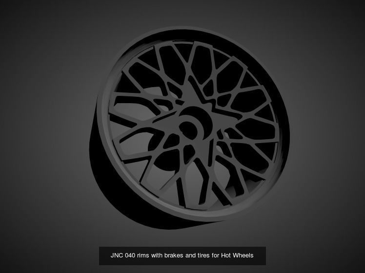 JNC rims with Brakes and tires for Hot Wheels 3D Model Collection_13