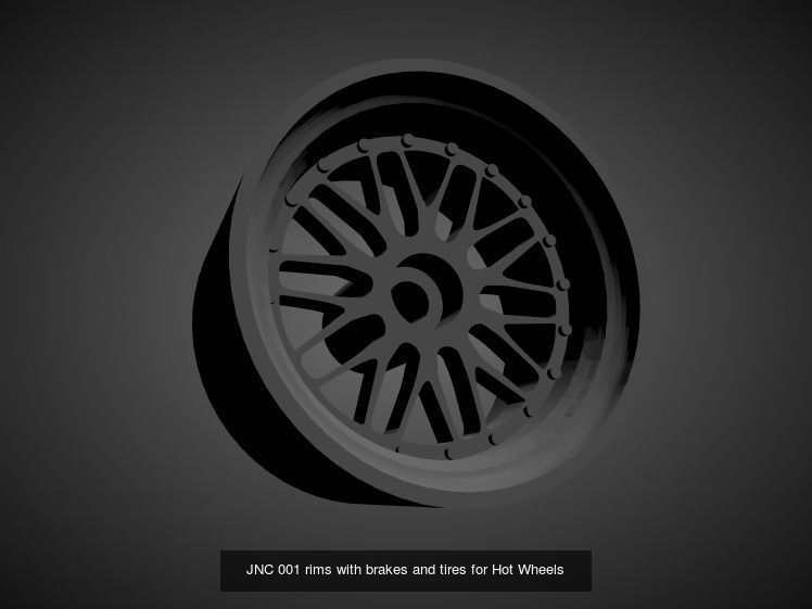 JNC rims with Brakes and tires for Hot Wheels 3D Model Collection_25