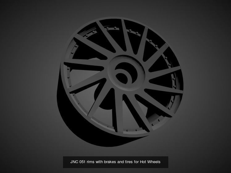 JNC rims with Brakes and tires for Hot Wheels 3D Model Collection_1