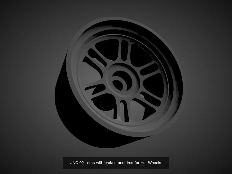 JNC rims with Brakes and tires for Hot Wheels 3D Model Collection_19