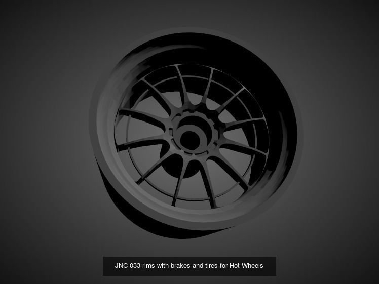 JNC rims with Brakes and tires for Hot Wheels 3D Model Collection_18