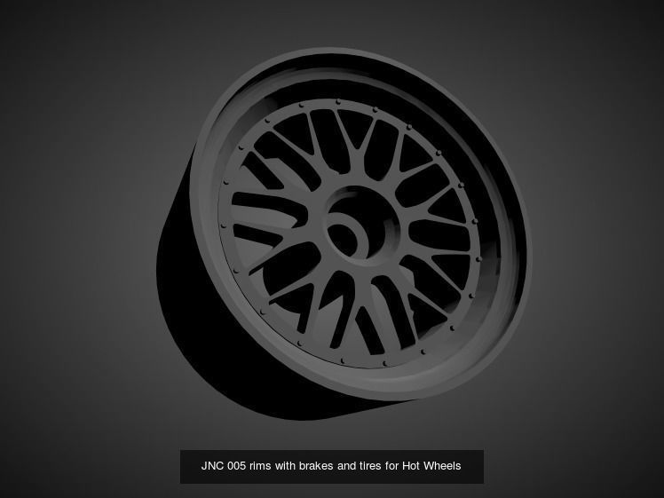 JNC rims with Brakes and tires for Hot Wheels 3D Model Collection_22