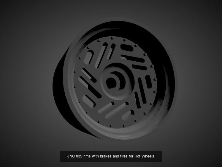 JNC rims with Brakes and tires for Hot Wheels 3D Model Collection_15