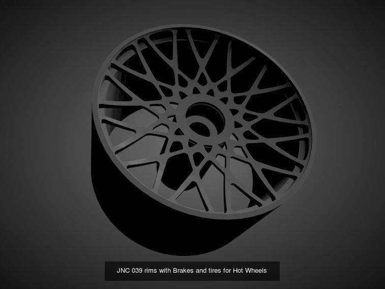 JNC rims with Brakes and tires for Hot Wheels 3D Model Collection_2