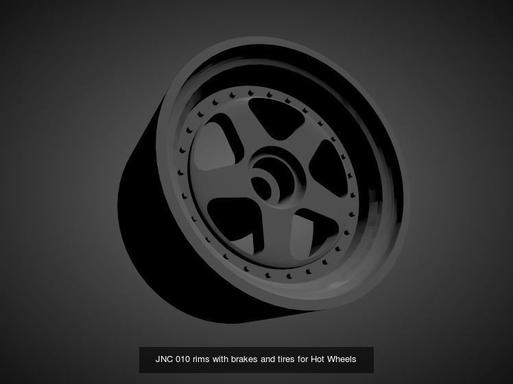 JNC rims with Brakes and tires for Hot Wheels 3D Model Collection_21