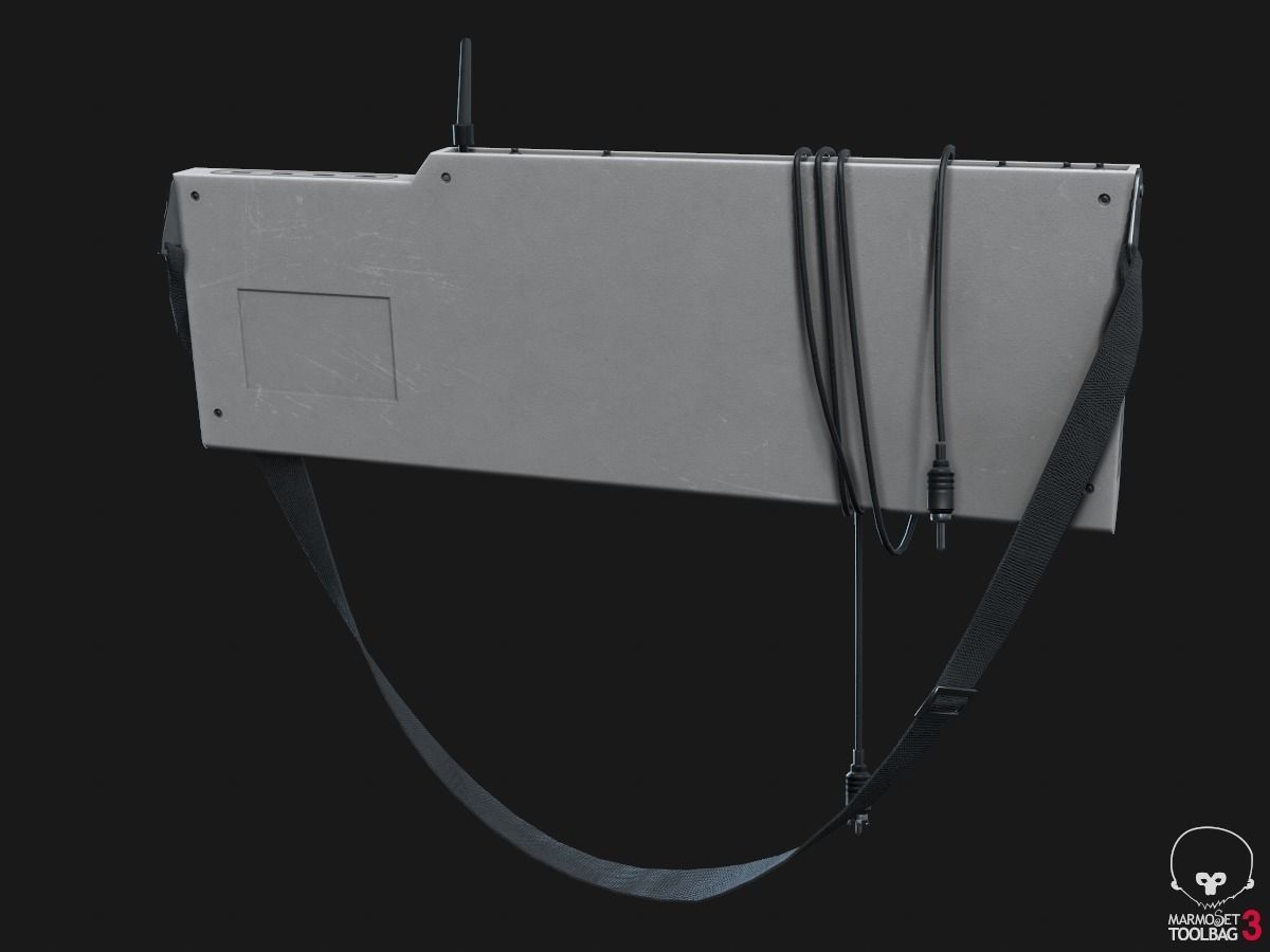 Cyberdeck electronic keyboard with stylus Low-poly 3D model_3