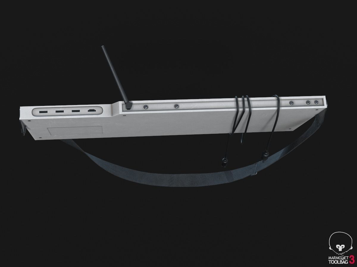 Cyberdeck electronic keyboard with stylus Low-poly 3D model_2