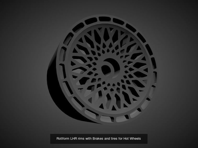 Rotiform rims with Brakes and tires for Hot Wheels 3D Model Collection_16