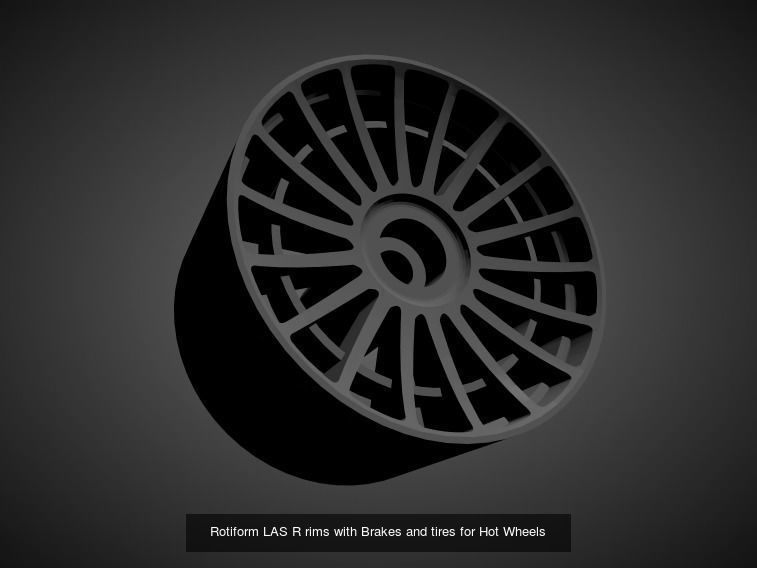 Rotiform rims with Brakes and tires for Hot Wheels 3D Model Collection_18