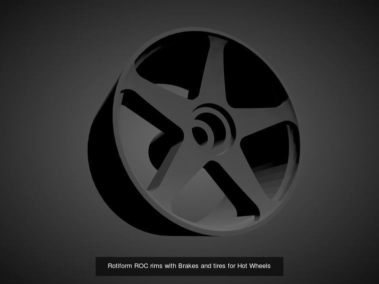 Rotiform rims with Brakes and tires for Hot Wheels 3D Model Collection_27