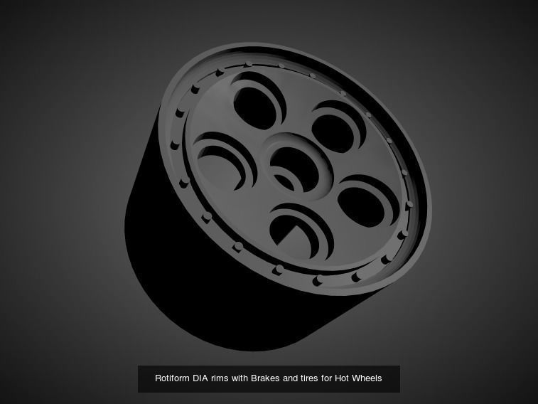 Rotiform rims with Brakes and tires for Hot Wheels 3D Model Collection_6