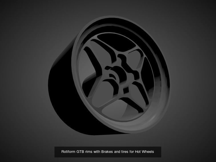 Rotiform rims with Brakes and tires for Hot Wheels 3D Model Collection_21