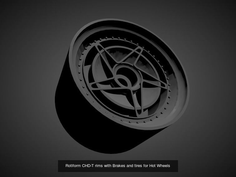 Rotiform rims with Brakes and tires for Hot Wheels 3D Model Collection_24
