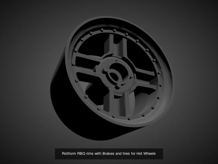 Rotiform rims with Brakes and tires for Hot Wheels 3D Model Collection_15