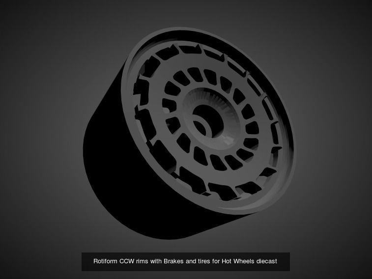Rotiform rims with Brakes and tires for Hot Wheels 3D Model Collection_25
