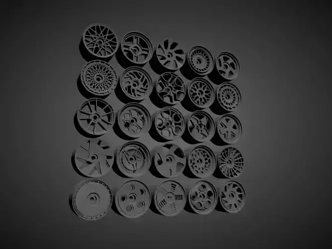 Rotiform rims with Brakes and tires for Hot Wheels 3D Model Collection