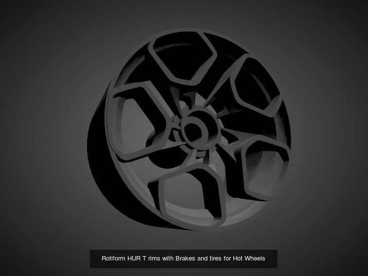 Rotiform rims with Brakes and tires for Hot Wheels 3D Model Collection_20