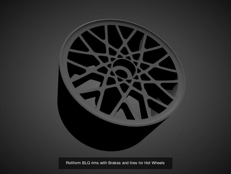 Rotiform rims with Brakes and tires for Hot Wheels 3D Model Collection_26