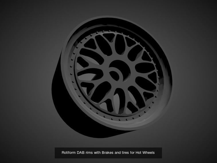 Rotiform rims with Brakes and tires for Hot Wheels 3D Model Collection_23